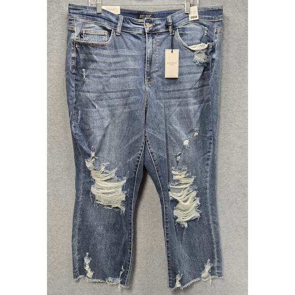 NEW Judy Blue Straight Fit Distressed Jeans Size 20W - Picture 1 of 5